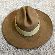 Statesman's Hat Australian Wool Felt Brown Size 58 Rising Sun Badge picture