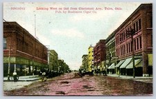 Antique Oklahoma Postcard TULSA 2nd Street Cincinnati Ave 1910 picture