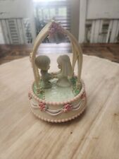 1990 Precious Moments Musical Bride & Groom Wedding Cake Topper #434418 picture