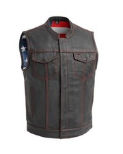 First Mfg Co - Born Free - Men's Motorcycle Biker Riding Black Leather Vest picture