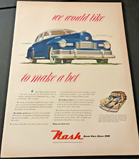 Blue 1948 Nash Ambassador - Vintage Illustrated Color Print Ad / Wall Art CLEAN picture