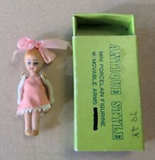 Vintage Miniature Porcelain Bisque Wired Doll Figure with Removable Arms, Pink . picture