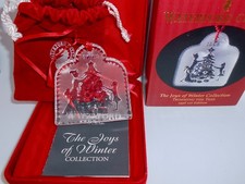 1998 Waterford TRIMMING THE TREE Crystal Ornament 1st Edition Joys of Winter H71 picture