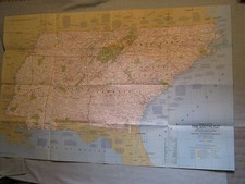 VINTAGE THE SOUTHEAST U.S. MAP TN NC SC GA AL MS National Geographic Oct. 1975 picture