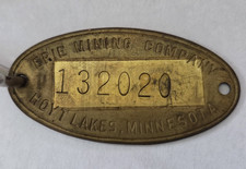 Antique ERIE MINING COMPANY Brass Numbered Key Emloyee Tag Hoyt Lakes MN picture