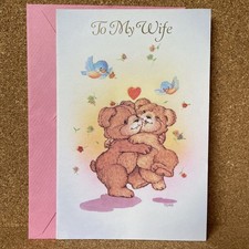 Vintage American Greetings Anniversary Card To My Wife Cute Teddy Bears picture