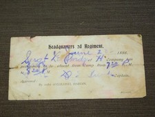 VINTAGE 1898 SPANISH AMERICAN WAR HQ 2D REGIMENT PERMISSION TO BE ABSENT picture