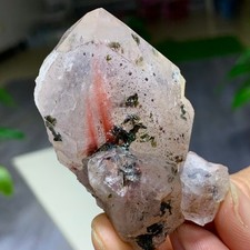 81G Natural green tourmaline quartz crystal cluster mineral specimen picture