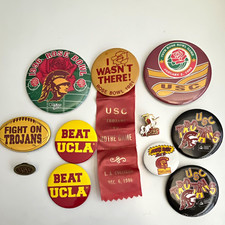 USC Trojans Rose Bowl Beat UCLA Pinback Button Lot w/ Ribbon & Pin. Set of 11 pc picture