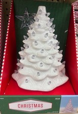 White ceramic Christmas tree with Clear lights picture