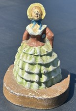 ANTIQUE CJO JUDD #1247 SOUTHERN LADY BELL DRESS BONNET CAST IRON DOORSTOP STATUE picture