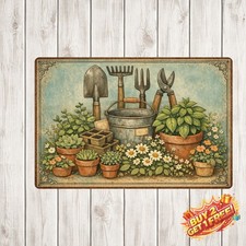 Vintage Gardening Tools Theme Aluminum Metal Tin Sign Wall Art 8x12 picture
