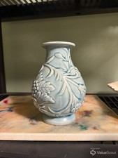 Blue Relief-Decorated Ceramic Vase Botanical 8-10 picture