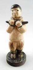 Rare Arne Ingdam, Denmark 60s, Eskimo boy with kayak, ceramics. picture