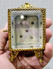 Antique French Ormolu Pocket Watch Jewelry Casket ORNATE LION FEET 1800s picture