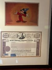 Fantasia Serigraph 1988 & Disney Prod Stock Certificate 1967  Framed picture