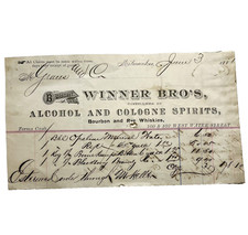 1881 Winner Bro's Receipt Alcohol Cologne Spirits Milwaukee WI Distillery RARE picture