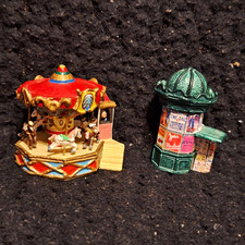 Vintage J Carlton by Gault Paris Miniature Lot Carousel & Morris Column Ad Kiosk picture