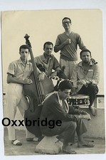 VINTAGE JAZZ BAND PHOTO Early Funk Signed 1960  Bass Drums Guitar Cool Beatnik picture