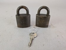 N.S.P. CO Vintage Brass Padlock w/ Key LOT OF 2 picture