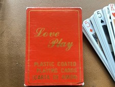 Vintage Love Play Plastic Coated Playing Cards Carta De Amor Pin-Up Novelty Deck picture