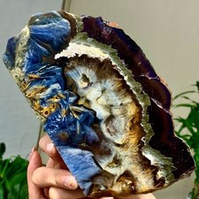 519G Natural transparent blue purple feather fluorite slice mineral picture