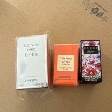 Lancôme La Vie Est Belle Tom Ford Bitter Peach Gucci Flora Miniatures Lot of 3 picture