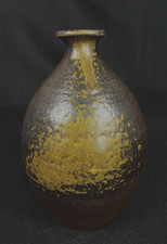 Bizen Ware Sake Bottle Tokkuri Japanese Pottery Yellow Sesame Goma Great Deal picture