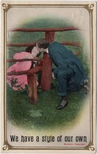 Antique Postcard 1913 Bamforth Romantic Couple Kissing We Have a Style of Our O picture
