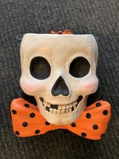 Bethany Lowe Halloween paper mache Skull Treat Bucket picture