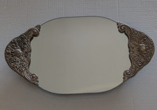 Vintage GSA Godinger Silver Plated Mirror Vanity Tray Victorian Scroll Design picture