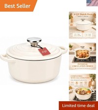 Stylish 4Qt Enameled Cast Iron Dutch Oven with Lid - Elegant Kitchen Essential picture