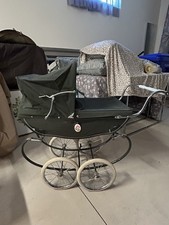 Silver Cross Dark Green Vintage Collectible Doll Baby Pram Carriage Classic picture