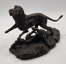 Vintage 1976 Franklin Mint Solid Bronze Lion Figure Polland picture