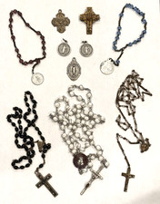 ROSARIES ST BENDICT ANN THERESA MARY FRANCE CZECH ITALY 4 WAY CROSS MEDAL LOT 10 picture