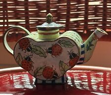 Vintage ladybug Miniature Enamel Teapot picture