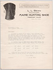 1923 L.L. Bean Freeport ME Maine Hunting Shoe Manufacturer Letterhead BH2-17 picture