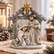 Holy Family Nativity Statue with Lamb Figurine Christmas Mantel Decor 4.3'' picture