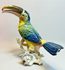 Antique Karl Ens Porcelain Figurine Colourful Toucan Bird On Branches large 11'' picture