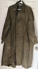 Vintage WW2 WWII US Army Raincoat 1943 OD Rubberized Trench Rain Coat Rubber picture