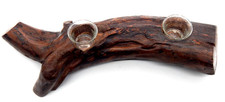 VTG Rustic Aged Driftwood Log Votive Candle Holder Primitive Wood Centerpiece picture