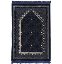Modefa Double Plush Wide Extra Large Islamic Prayer Rug Sajjadah Topkapi Blue picture