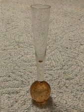 Amber Sphere Bullicante Controlled Bubble Blown Art Glass Bud Vase 6” picture