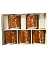 Kutani Ware Red Phoenix Gold Brocade Set of 5 Small Sake Cups with Box EUC picture