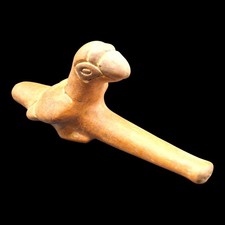 Vintage Pre-Columbian Style Handcrafted Clay Bird Condor Pipe Mexico picture