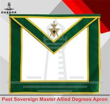 Masonic AMD Past Sovereign Master Apron Green Velvet Hand Embroidered PSM picture