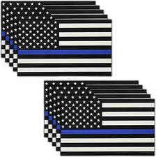 10 calcomanías de bandera de Estados Unidos con línea azul fina para automóvi picture