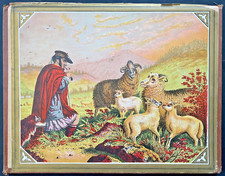 Scotland Highlands Shepherd Lithograph. 1870s Album Inside Cover Unusual picture