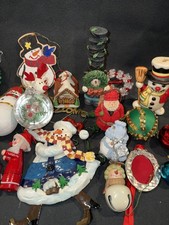 Christmas Ornament Lot 25 Pc Snowman Santa Reindeer Pins Figurines Mixed Decor picture