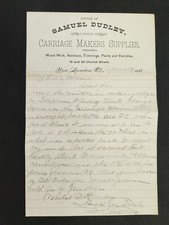 1886 antique SAMUEL DUDLEY CARRIAGE MAKERS SUPPLIES new london ct LETTERHEAD picture